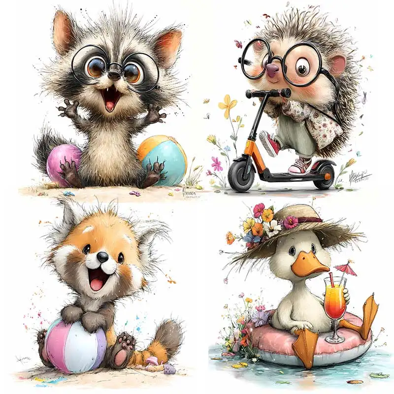 Summer Woodland Quirky Animal Wall Sticker Bedroom Kids Room Background Decoration Mural Animals Home Decor Decals S944