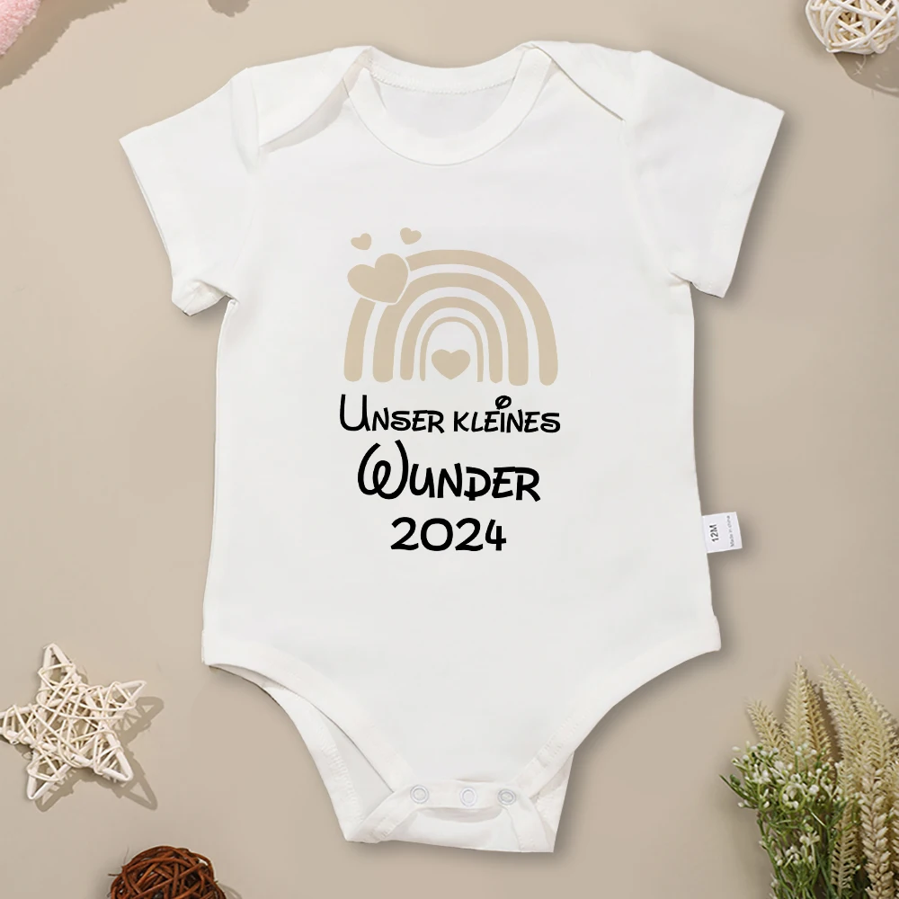 Baby 2024 Newborn Clothes Pregnancy Announcement Fashion Cute Boys Girls Onesies Cotton Cozy Romper Short Sleeve Ropa De Bebe