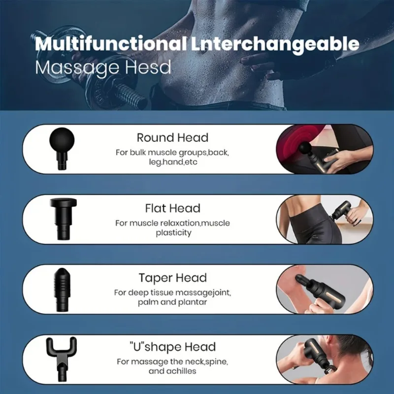 Draagbaar multifunctioneel elektrisch fasciapistool Massager-instrument - Vibrerend spierontspanningshulpmiddel voor sportherstel