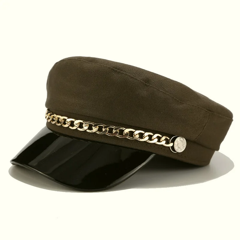 Trendy Baskenmütze Hut Frauen Casual Military Cap Flache Kapitän Trucker Caps Mode Pu Leder Reise Kadett Maler Achteckige Hüte – Detail 8