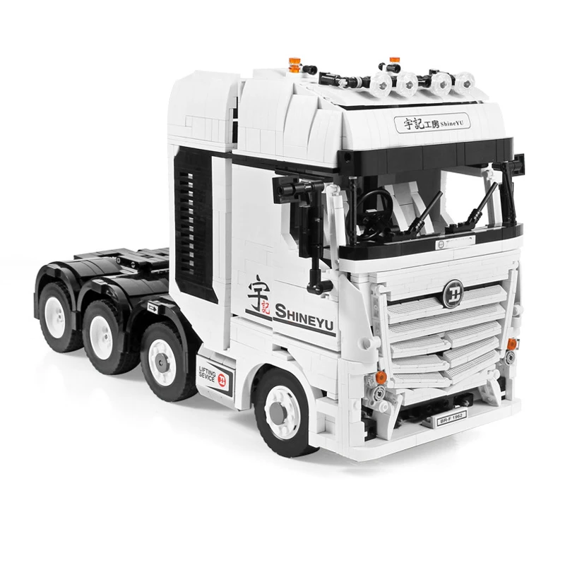 Tête de remorquage de camion artisanale frappant, ville technique Automobile, grand modèle de briques, bloc Puzzle, jouets DIY, cadeaux de noël pour enfants, YC-QC007