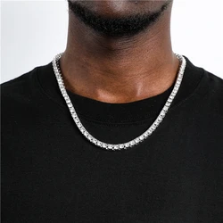 Hip Hop Fashion 3-5MM Silver Color Tennis Chain Necklace For Men Women Iced Out Zircon Inlay Necklace Jewelry Gift