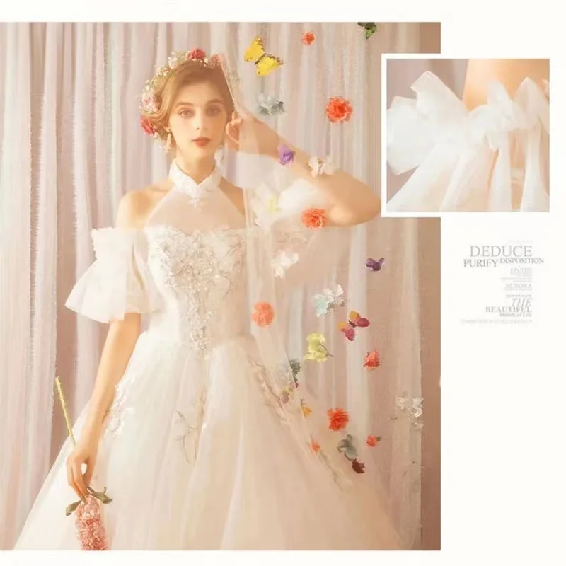 

Light wedding dress 2024 new fashion bridal main dress Mori high texture thin simple Hepburn wedding dress women