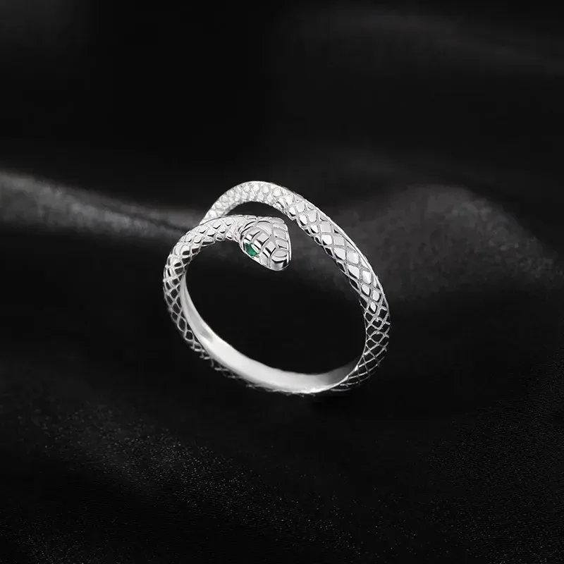 

New Silver Color Niche Design Snake Ring Female Personality Temperament Opening Adjustable Fashion All-match High-end Jewelry