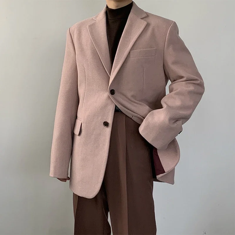 Fashion Men Suit Jacket Spring Casual Long Sleeve Man Suit Blazer Vintage Button Up Top Cute Pink Party Office Blazers Oversize