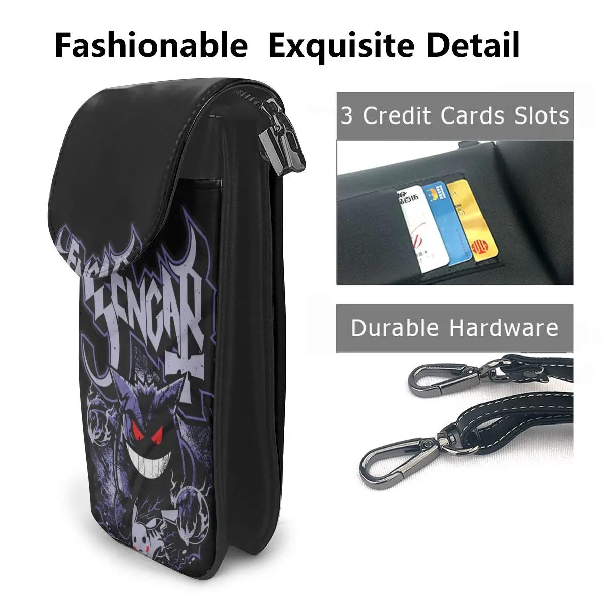 Gengar Pokemon Anime Shoulder Bag Fashion Reusable Women Bags Leather Business Student Purse