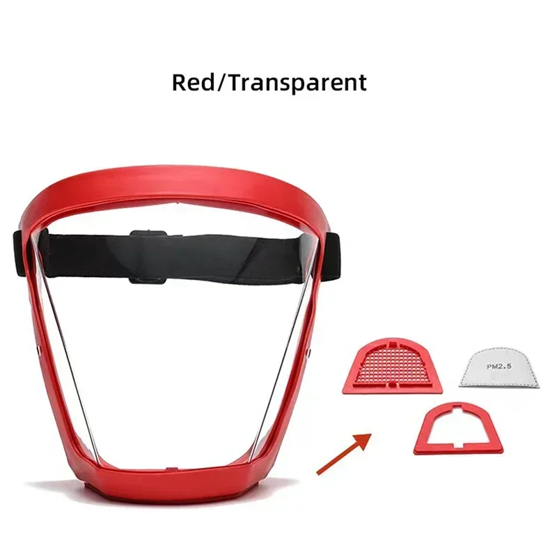 Full Face Shield with Filters, Clear Face Cover for Cycling Wind, Kitchen Oil Splash, Dusty Cleaning, Workshop and Outdoor Use