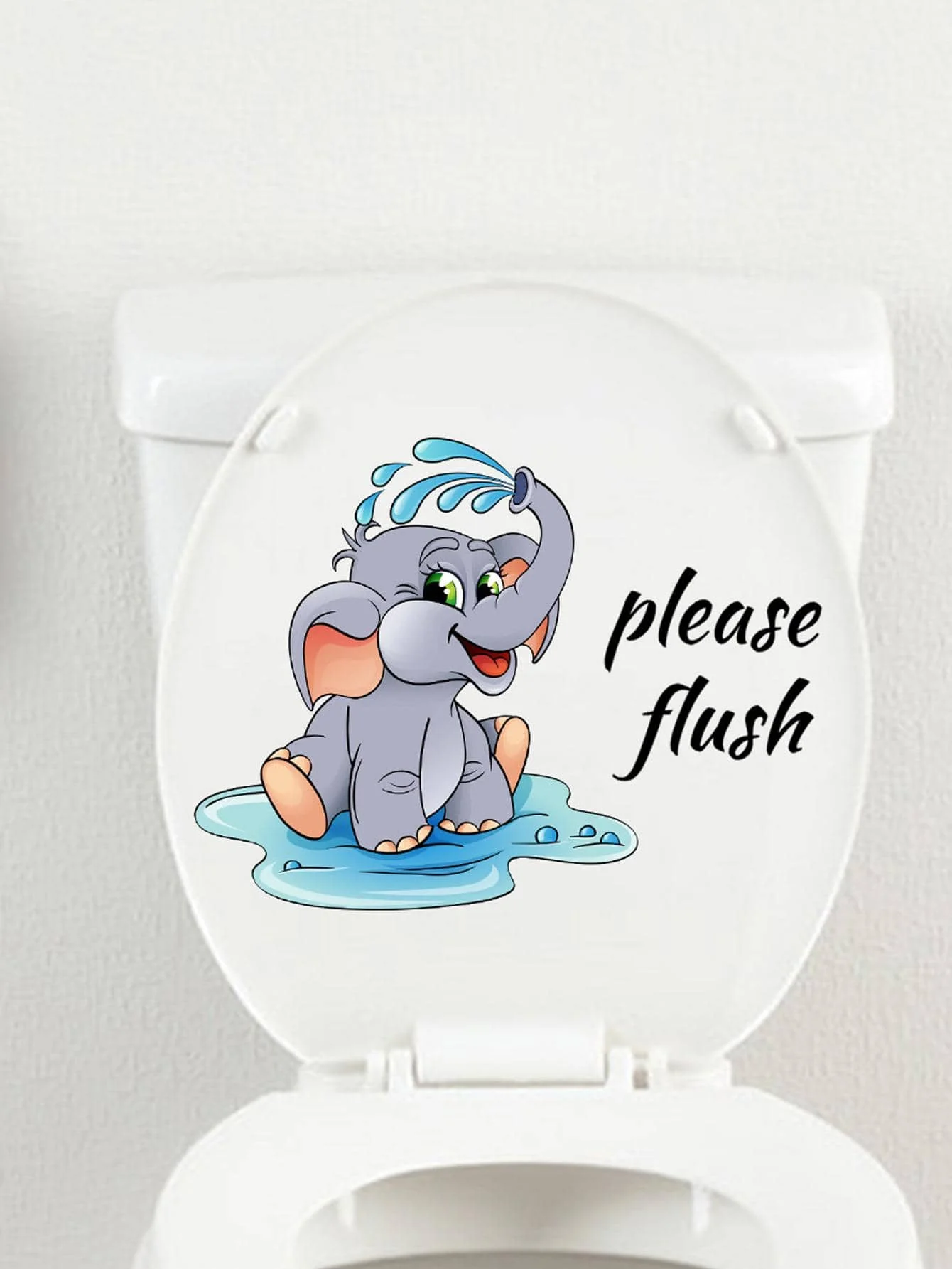 Toilet seat sticker Cartoon elephant cute creative bathroom toilet sticker decorative wall sticker waterproof sticker 1