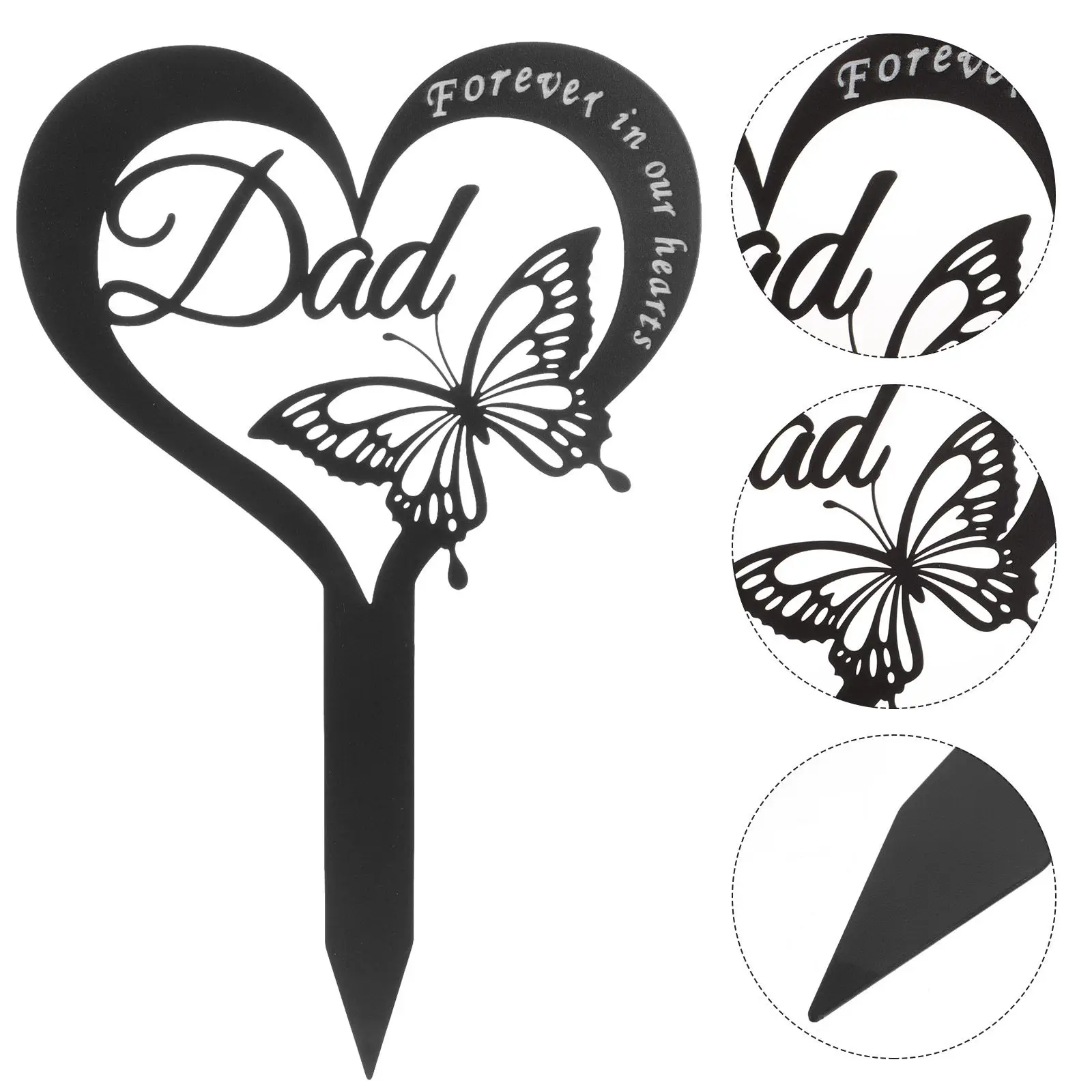 Cemetery Heart Shaped Memorial Stake Iron Grave Marker Garden Decoration Commemorative Plaque for Graves Courtyards Lawns