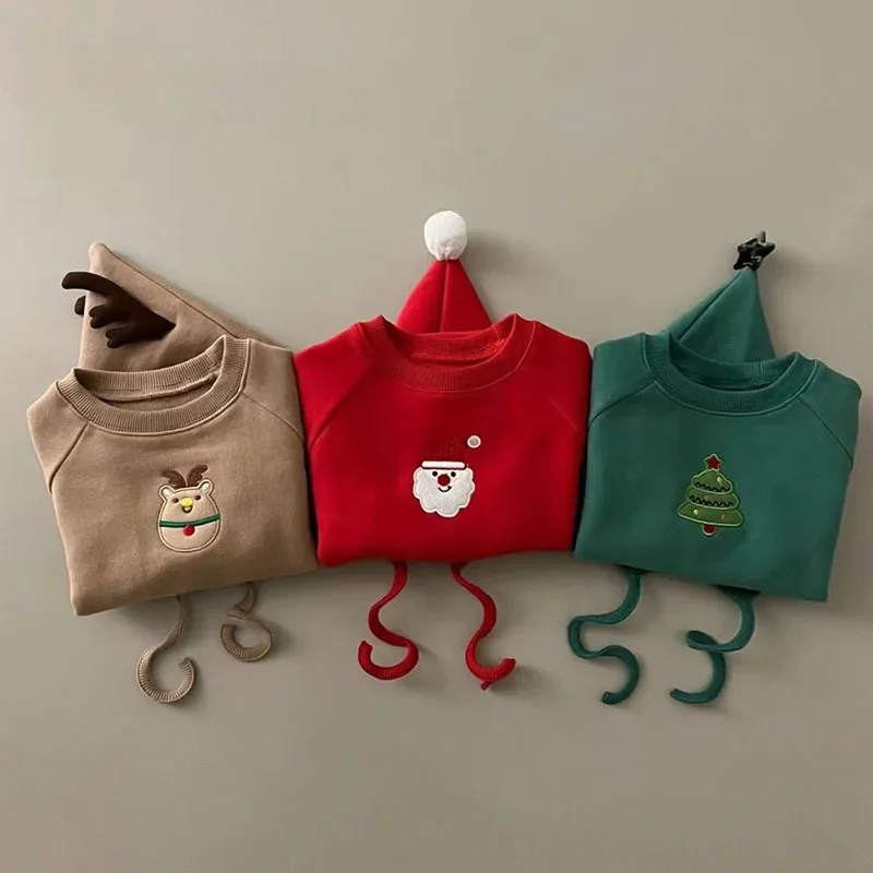 Christmas Baby Clothes Infant Bodysuit with Hat Fleece Warm One Piece