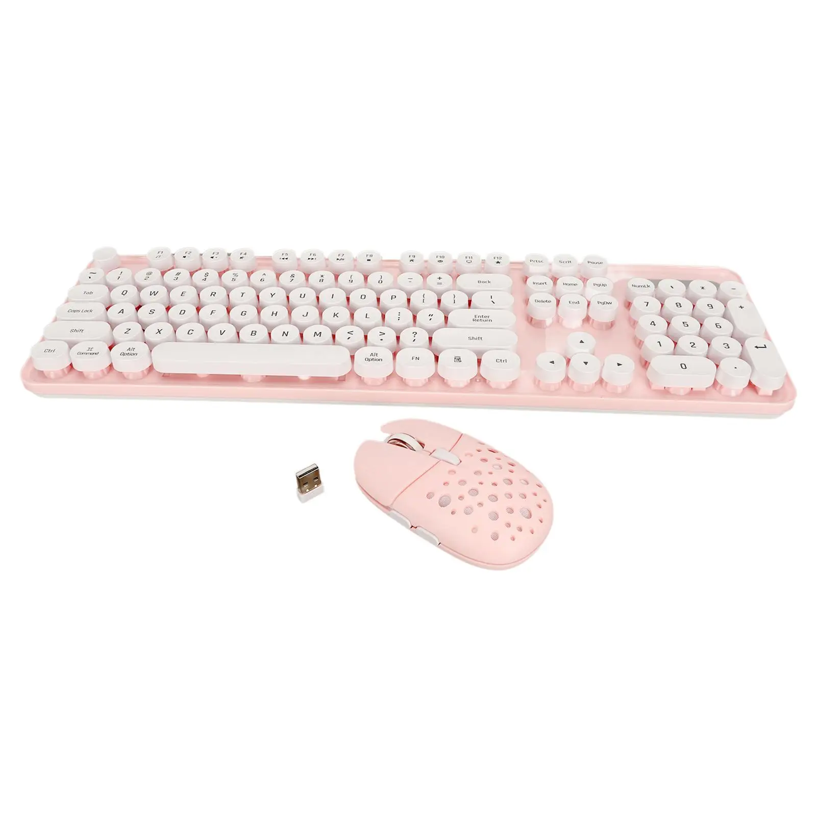 Retro Color 2.4G Wireless Keyboard Mouse Combo with Round Keycaps and Numeric Keypad