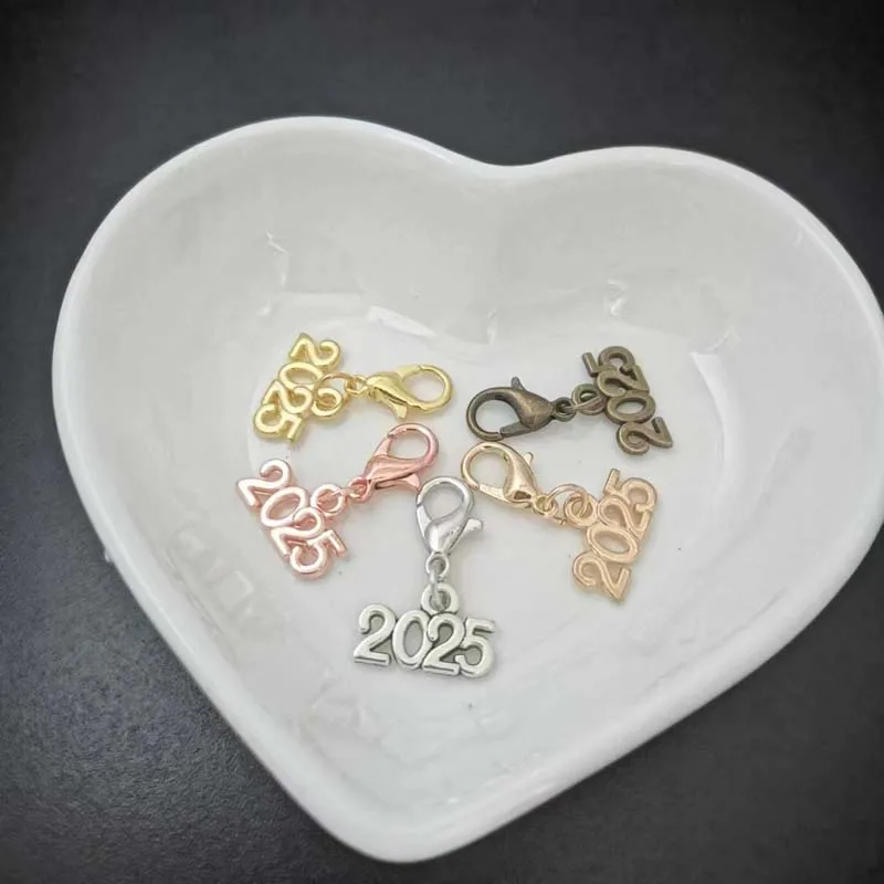 12pcs 2024 2025 Charms Letter With Lobster Pendants DIY Making Findings Handmade Tibetan Jewelry