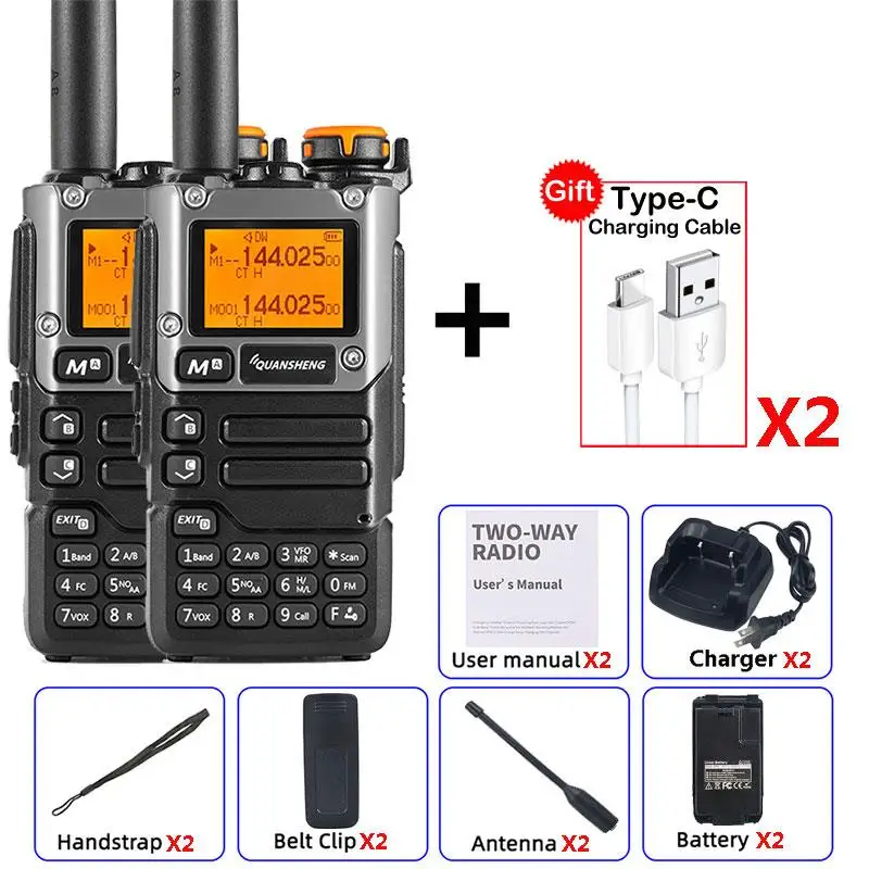 New! UV K5 (8) Walkie Talkie 2PCS Am Fm Two Way Radio Commutator Station Amateur Ham Wireless Set Long Range Receiver