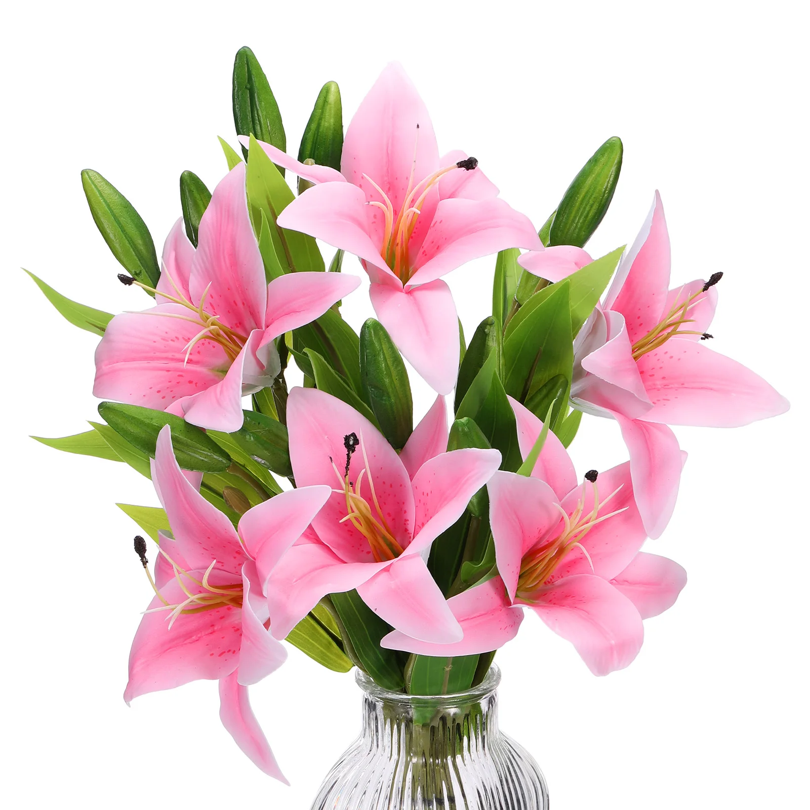 

Lily Fake Flowers, 6PCS Lily Artificial Flowers Artificial Lily Silk Faux Flowers in Vase Real Touch for Home Decor Centerpiece