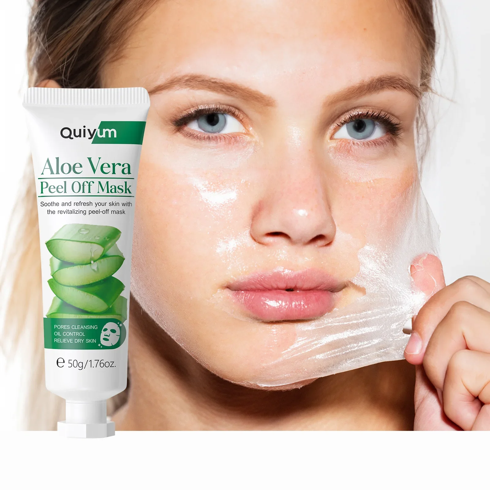 

QUIYUM 50g Aloe Vera Collagen Peel Off Mask Moisturizing Deep Cleaning Oil-Control Hydrating Face Skin Care Facial Mask