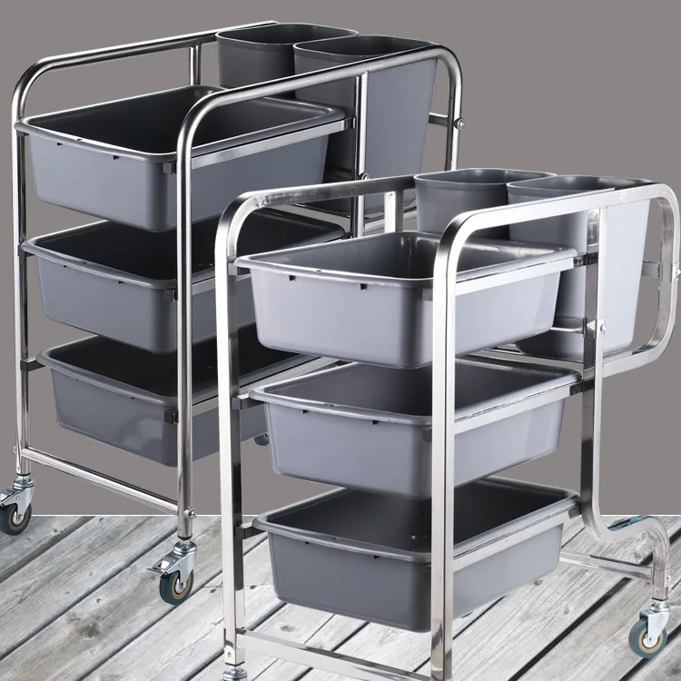 #Disassembleand assemble stainless steel five-bucket collection carts, hotel dining plates, trolleys, hotel food collection cart