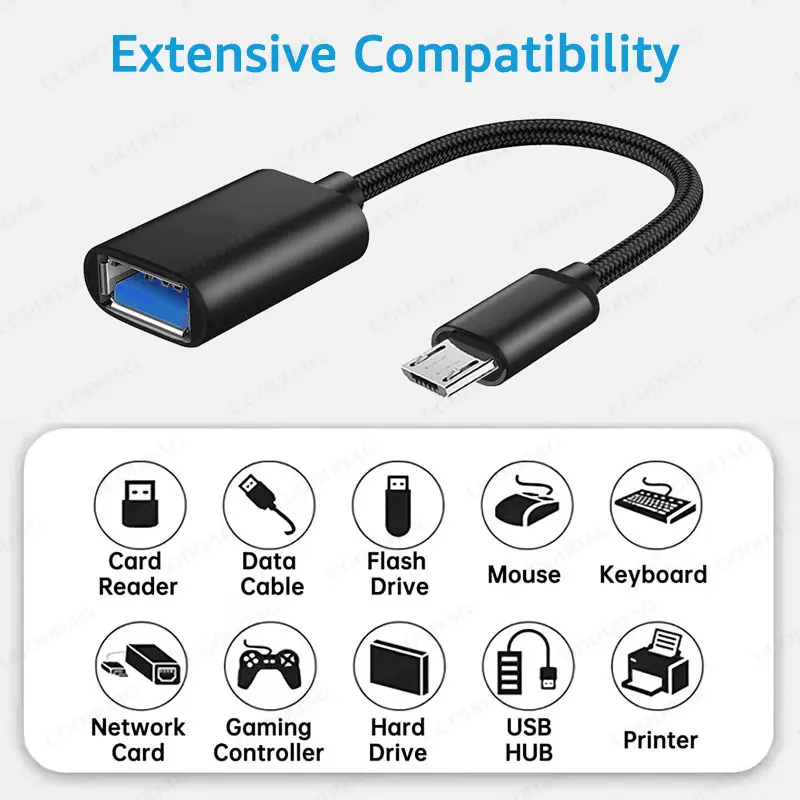 마이크로 USB OTG 어댑터, 마이크로 USB 수-USB 2.0 암 케이블 어댑터, 삼성 화웨이 샤오미 안드로이드 폰 USB 플래시 드라이브용