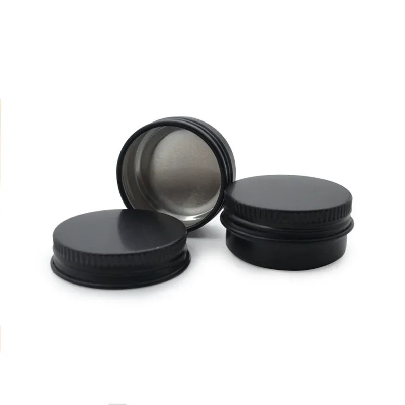 20Pcs Empty Candle Jars With Lid Wholesale Black Aluminium Tin Box Cosmetic Jar Makeup Orgainzer Tea Spice Cans kit de viaje