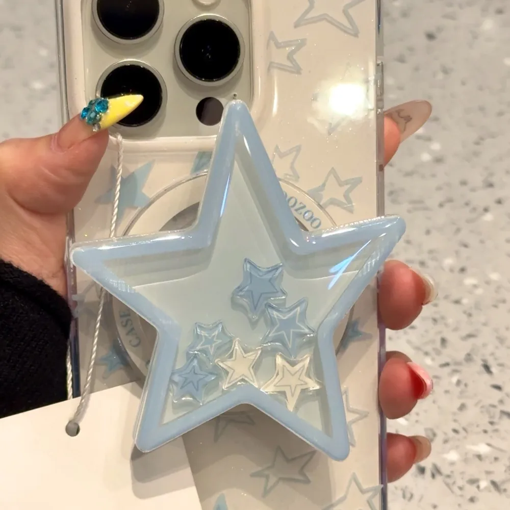 

Динамический дизайн Ins, корейская синяя линия, встряхивающая звезда, магнитный кронштейн для телефона MagSafe Griptok iPhone 17, складной держатель-подставка