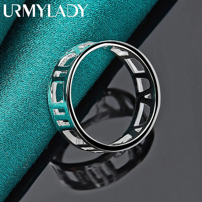 URMYLADY-anillo redondo de Plata de Ley 925 para hombre y mujer, joyería de compromiso con encanto para boda, 5-10 #