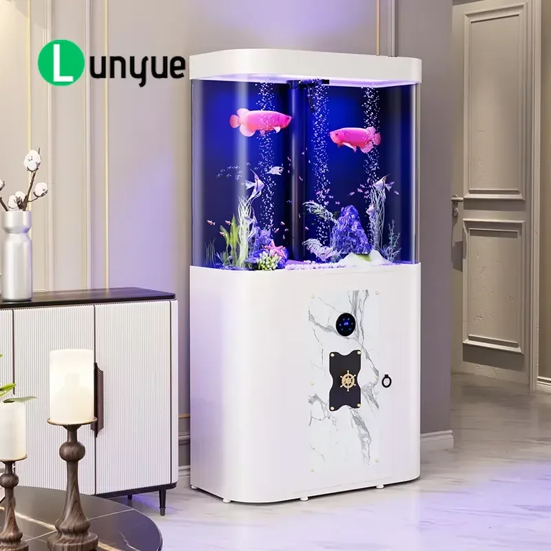 170L Acrylic Fish Tank with Filter Medium Plastic Aquarium for Indoor Living Room Ornamental Fish Home Decor Easy Maintenance