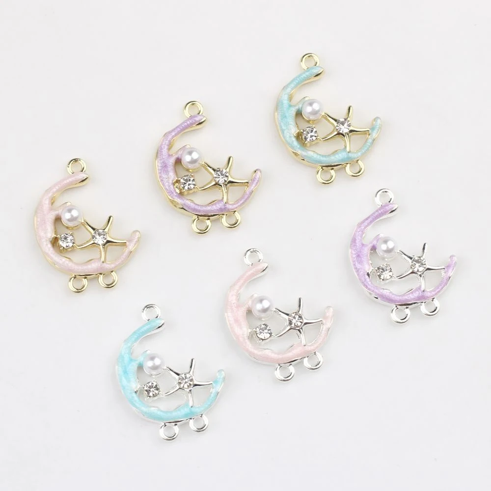 

10pcs Fashion Moon Stars Pendant Multihole Connector DIY Handmade Jewelry Making Accessories Earrings Necklace Bracelet Craft