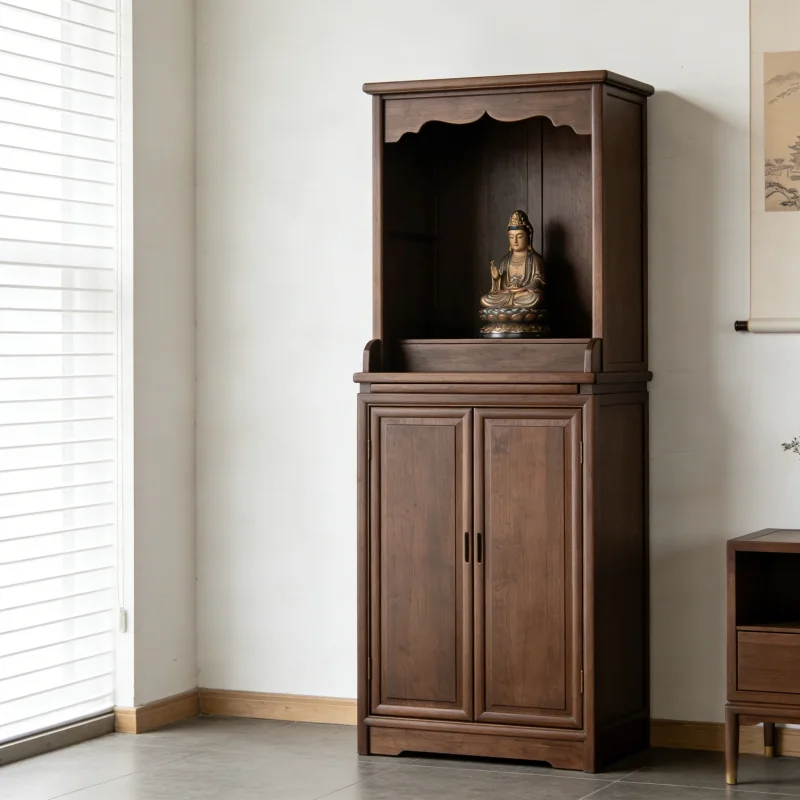 CXX  new Chinese-style Guanyin Buddhist niche vertical cabinet solid wood household God of Wealth offering table