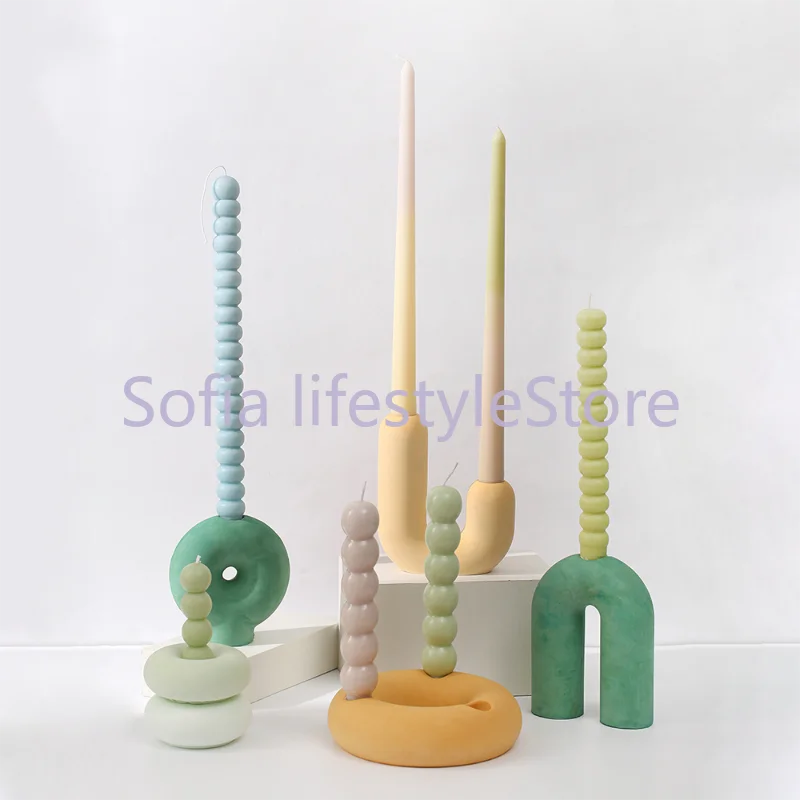 Cement Candle Holder Mold Handmade Silicone Concrete Candlestick Mould for Simple Nordic Multifunctional Home Decorations