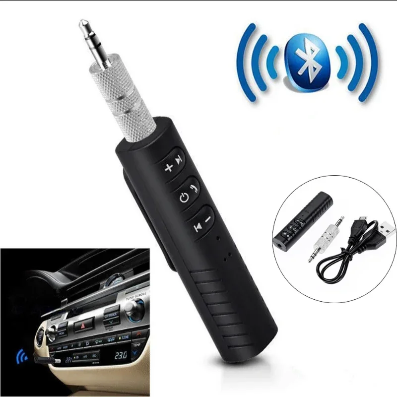 

Lavalier 3.5mm Bluetooth receiver 5.0 Transmitter Adapter Jack for Car Speaker 3.5mm AUX Hifi Music Headphone Reciever Handsfree