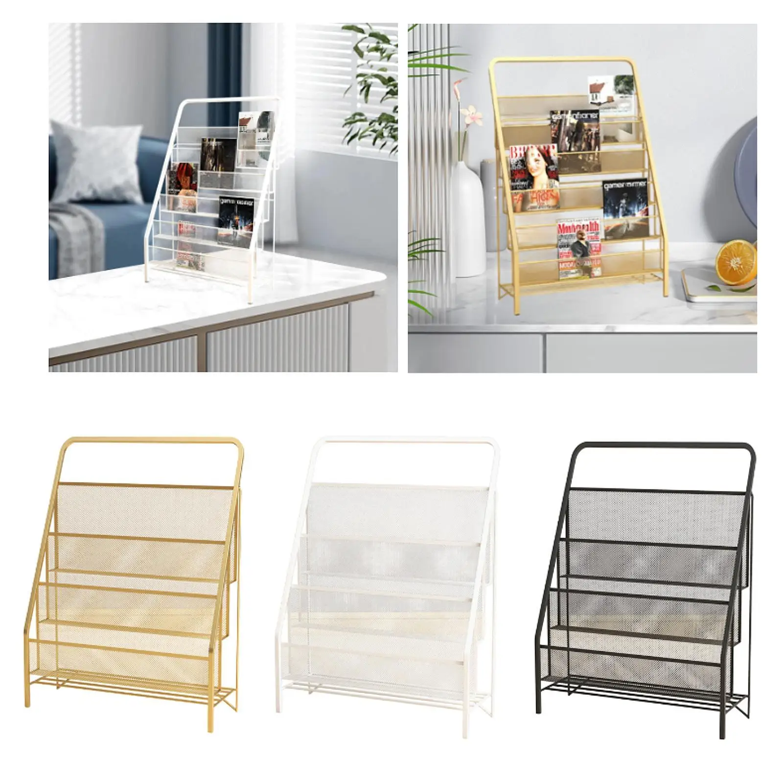 

Kids Slings Bookshelf Children Book Rack Storage 3 Tier Picture Books Coloring Book Drawing Book Bedroom Book Holder Organizer