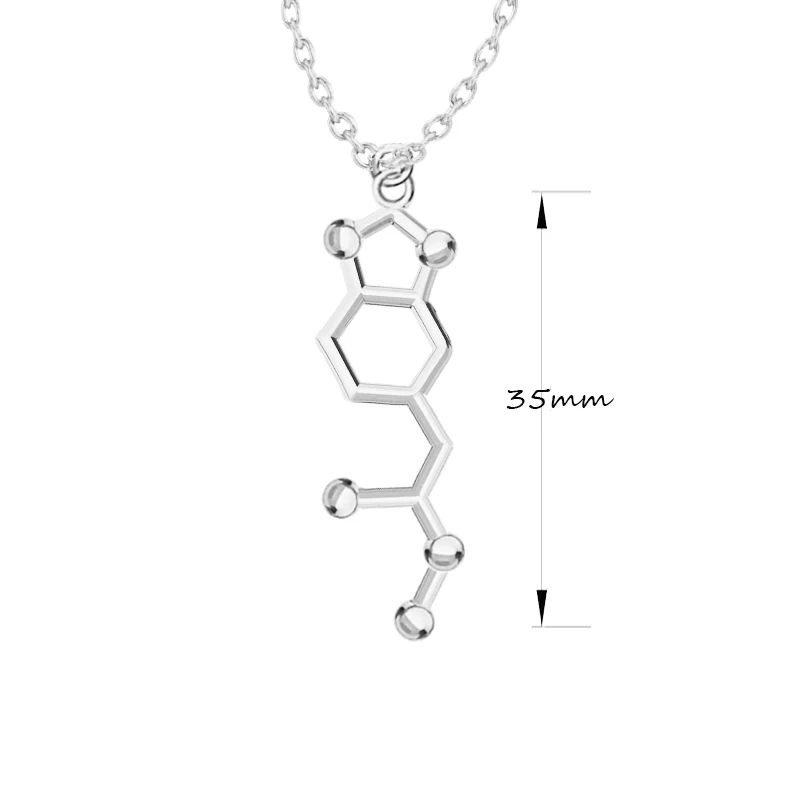 3D MDMA Molecule Science Biology Chemical Structure Charm Pendant Necklace With Chain Plating Chemistry Fashion Jewelry