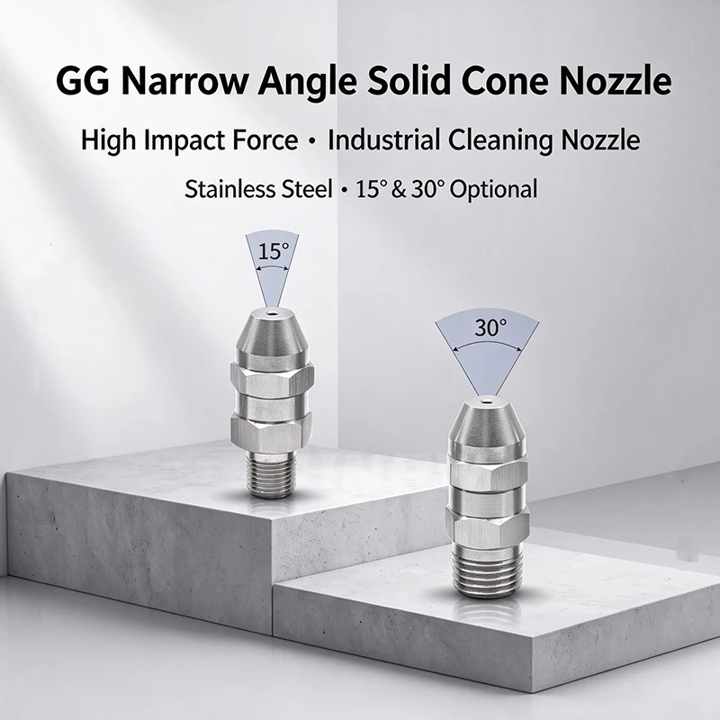 GG Narrow Angle Cleaning Nozzle 15° 30° Solid Cone Nozzle For Gas Scrubbing Cooling