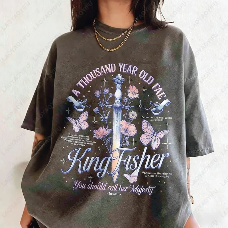 Kingfisher Book Lover Gift Quicksilver Callie Little Osha Fantasy Romance Women Cotton Shirts Vintage Trend Print Tee Ropa Mujer