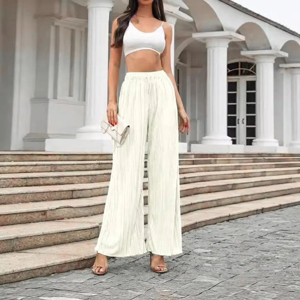 

Summer Lace-up Pants Stylish Women's Casual Pants with Elastic Waist Adjustable Drawstring for A Comfortable Chic Look in Spring