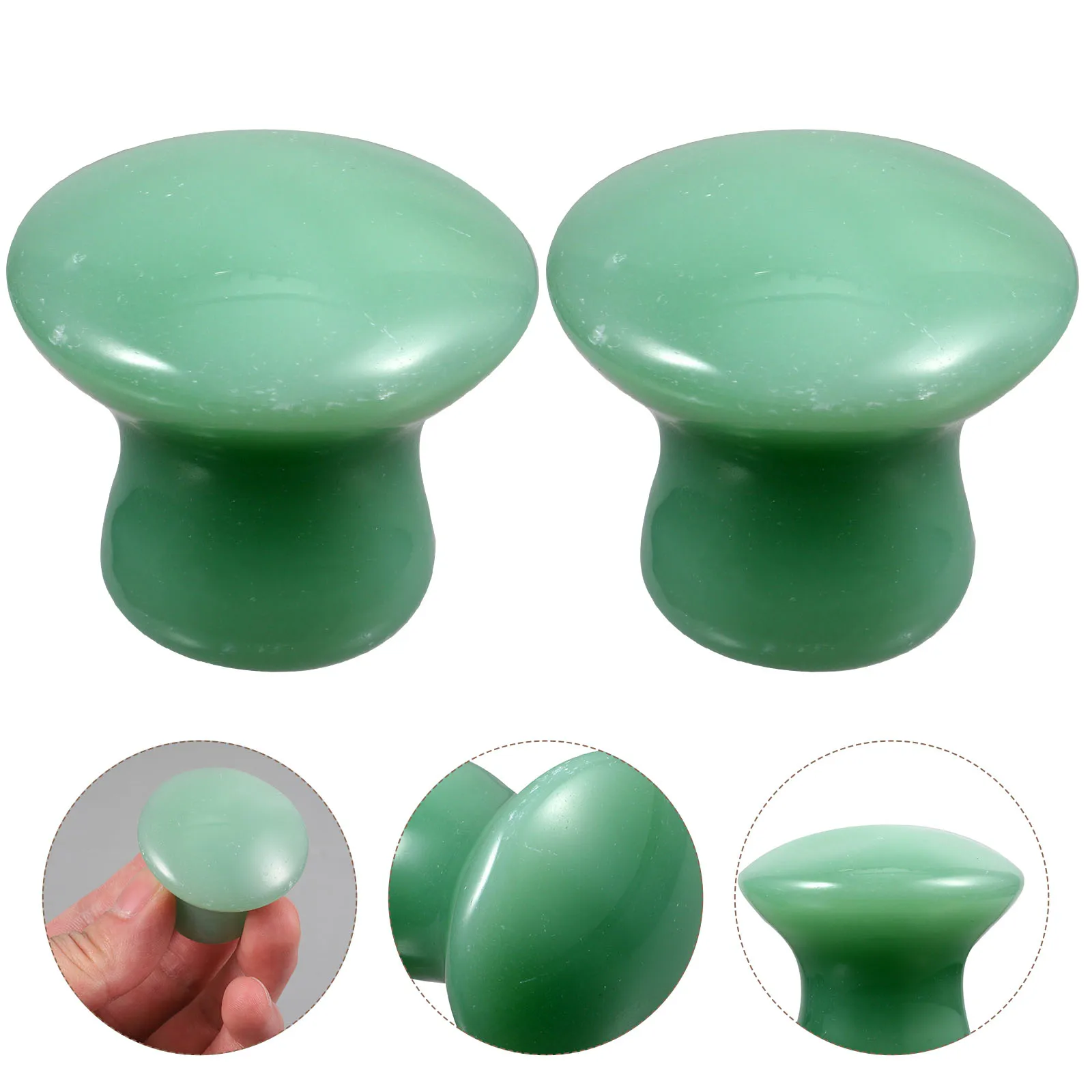 

2Pcs Small Green Mushroom Facial Massage Boards Massaging Stones Body Scraping Relax Therapy Beauty Tool Gua Sha Board