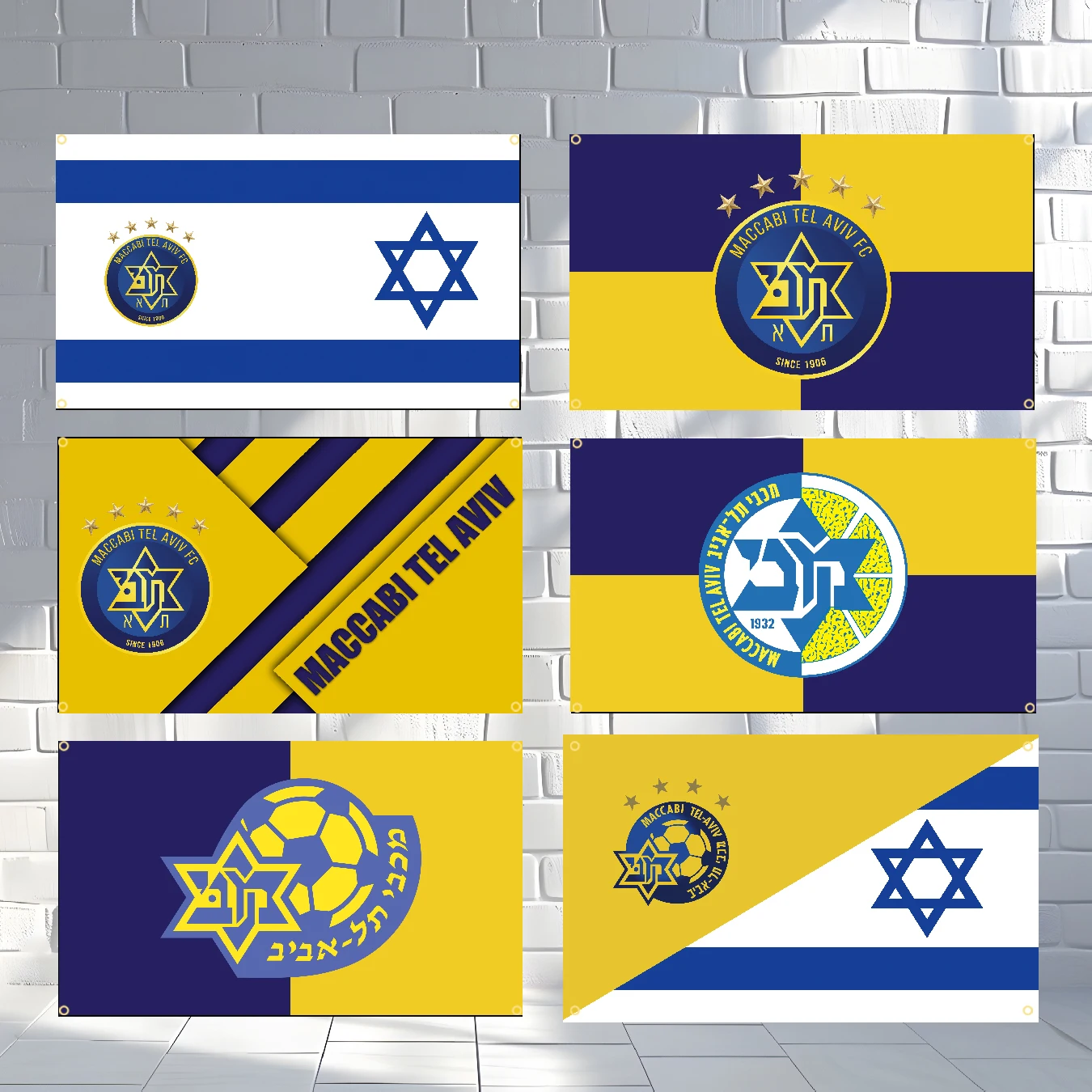 3X5FT 90x150cm Maccabis Tel Aviv Half Israel Flag Polyester Printed Football Game Home Outdoor Banner For Decoration