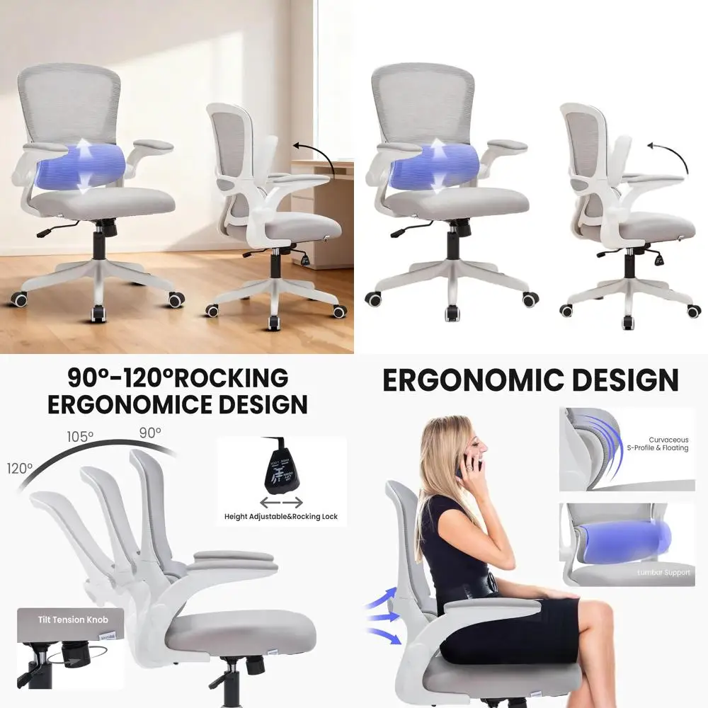 

Ergonomic Desk Chair with Adjustable Lumbar Support, Breathable Mesh, Swivel, Rolling, Home Office or Gaming, Adjustable Armrest