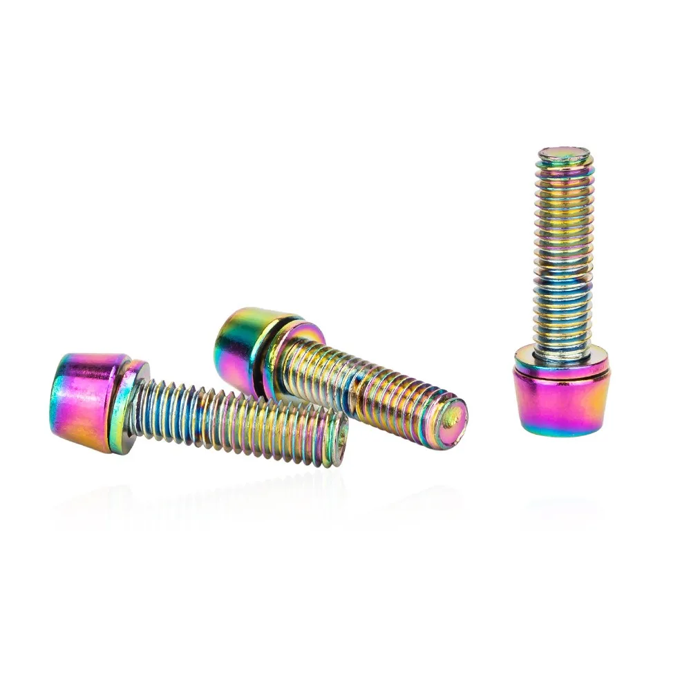 M5*18mm Bicycle Handlebar Screws Colorful Stainless Steel MTB Road Bike Stem Riser Screw In Bolts 6PCS