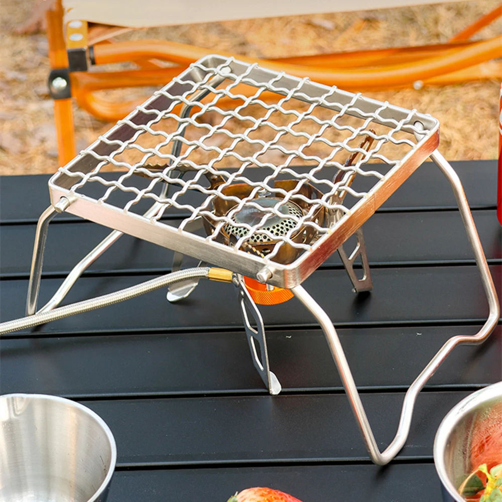 Klapp grill Gas grill werkzeug Grill tragbares Mini-Lagerfeuer im Freien für Camping-Picknick gitter Edelstahl-Holzofenst änder
