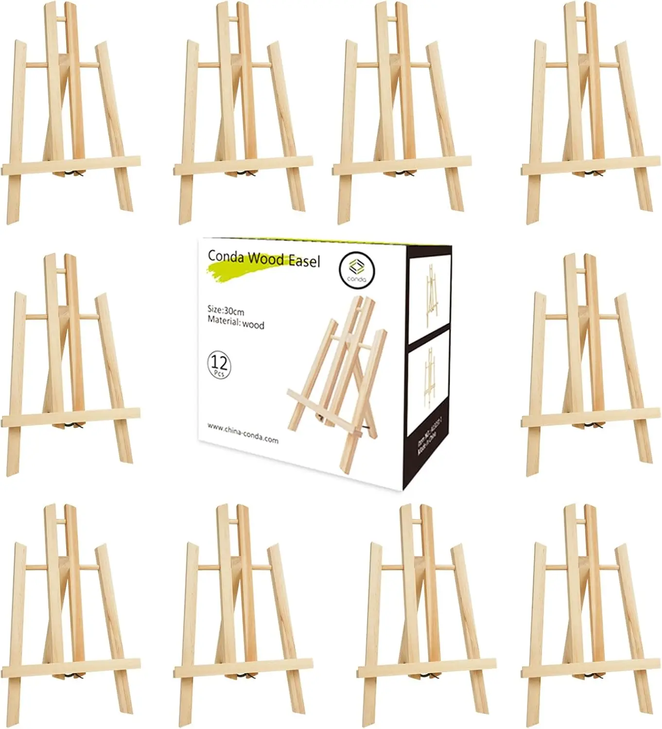 12 Pack Wooden Tabletop Easels, 11.8