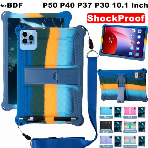Para BDF P50 P40 P37 P30 10,1 pulgadas Android Tablet PC suave a prueba de golpes Color sólido soporte trasero cubierta protectora