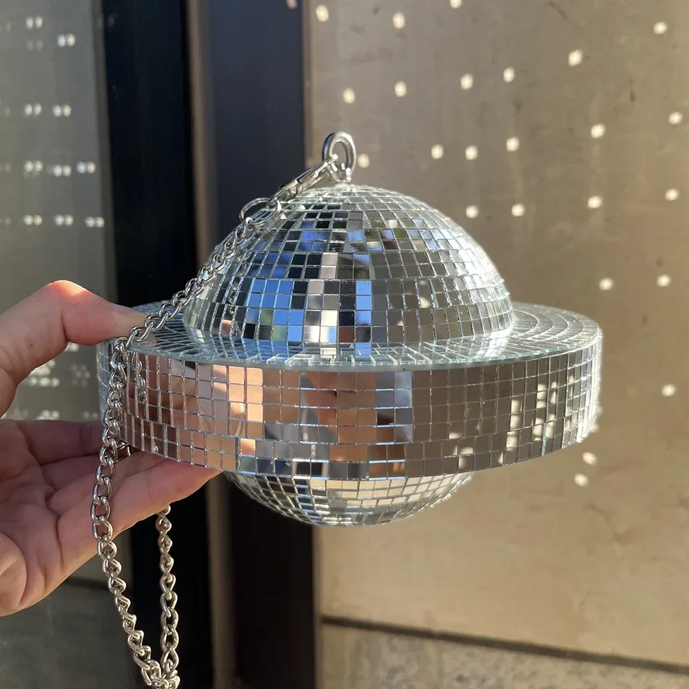 Disco Planet Rotating Glass Mirror Ball Pendant Reflective Laser Ball Bar Party Holiday Home Decoration