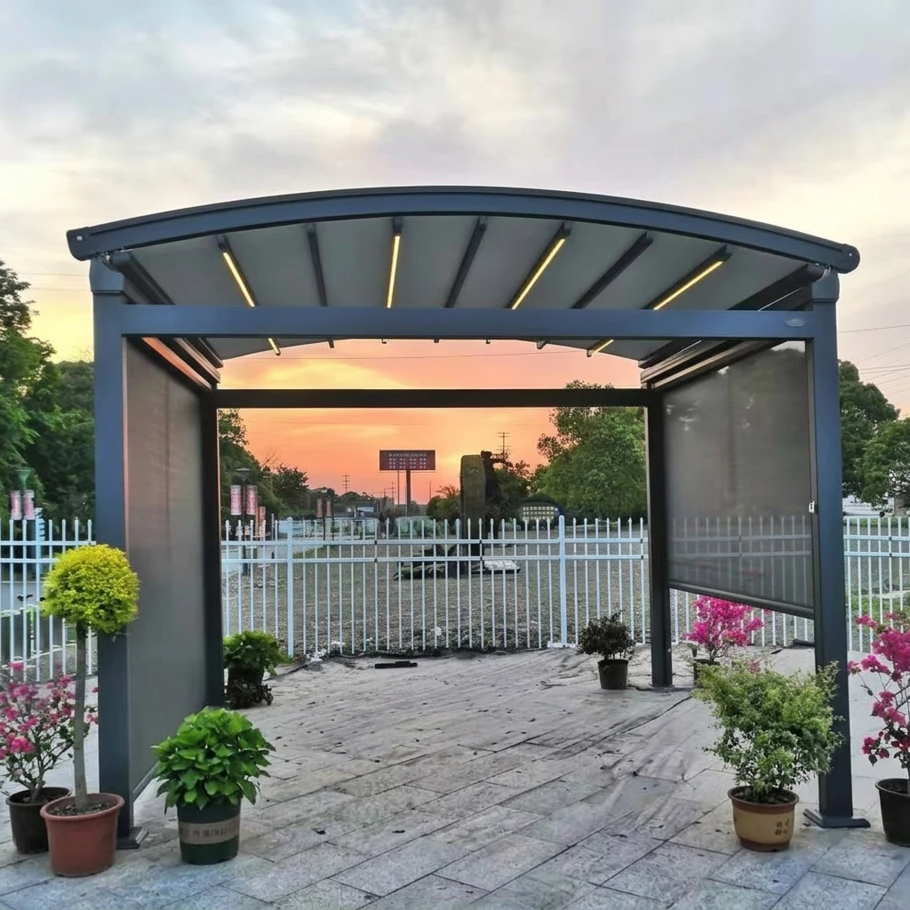 Outdoor Electric Automatic Foldable Aluminum Canopy PVC Pergola Roof Insulation with Remote Control