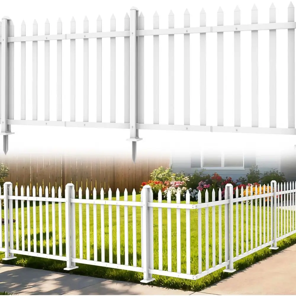 

6-Piece White Vinyl Picket Fence Panel Set, 84 Wide x 30 High, for Outdoor Spaces
