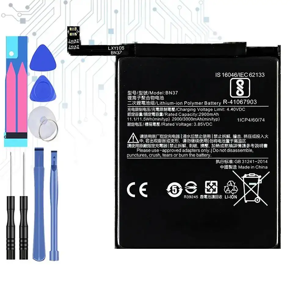 

Высококачественная сменная батарея 3000 мАч для мобильного телефона Xiaomi Redmi 6 BN37