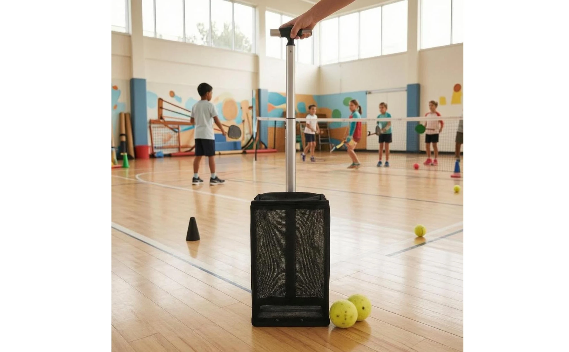 Pickleball Ball Picker Adjustable Handle Pickleball Retriever Collector Sports Equipment Stainless Steel Game Gear Zippered Top