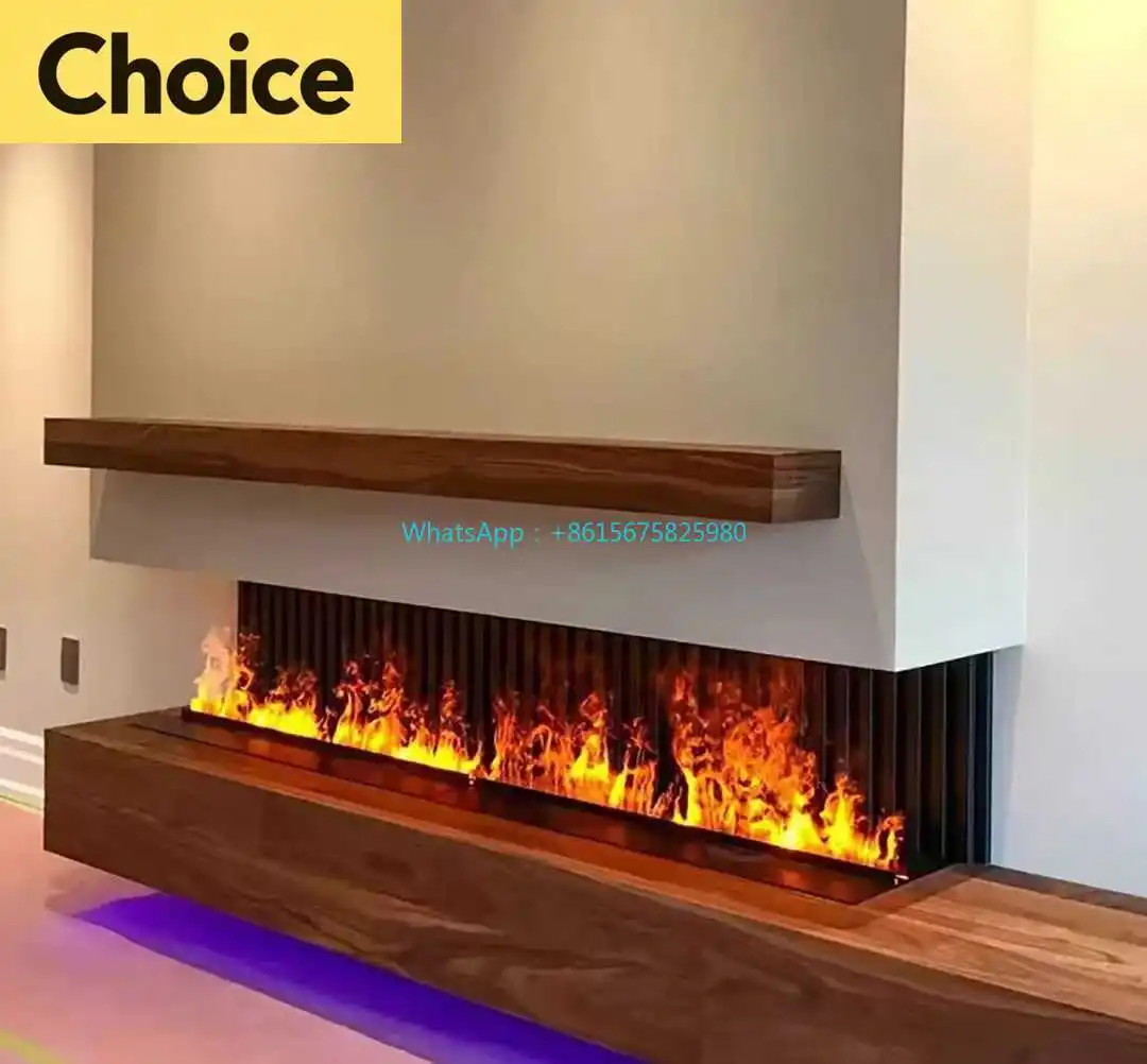 Modern Simulation Flame Fireplace Metal TV Cabinet Home Hotel Embedded Decor
