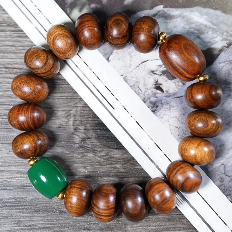 

Натуральный черный браслет из бусин из палисандра, счеты, сделай сам, зеленая бусина-разделитель, ручная игра, коллекционный идеальный праздничный подарок