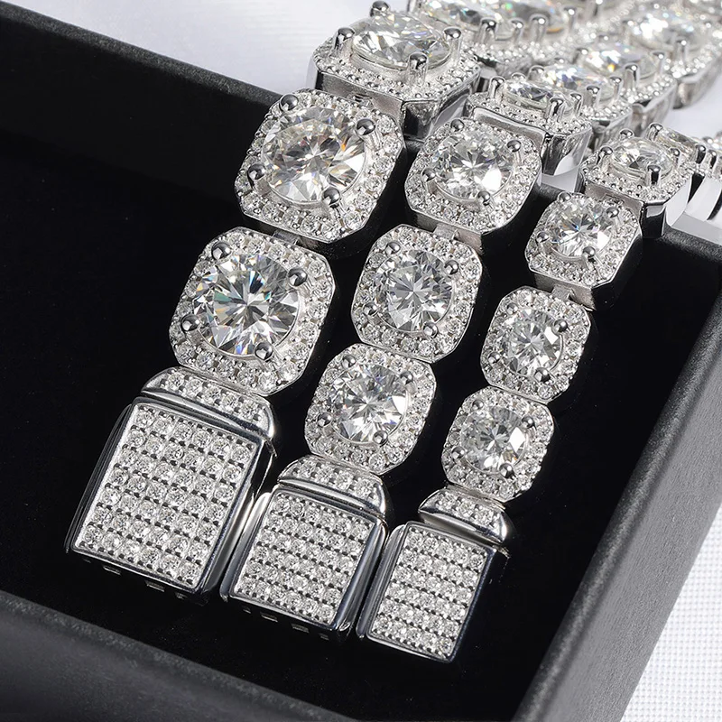 Men Women 4‑6.5mm D‑Color VVS1 Full‑Paved Moissanite Tennis Bangle Bracelet S925 Sterling Silver GRA Certified Pass Diamond Tester Classic Luxury Fine Jewelry Party Wedding Gift view 4