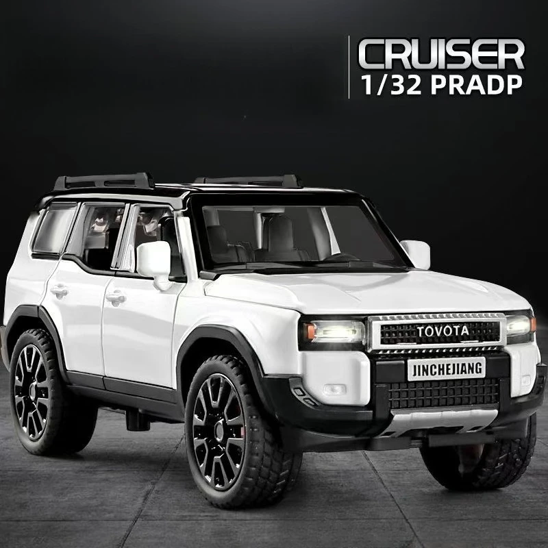 

1:32 Prado Off Road car Alloy Diecast Metal Car Model Sound Light Toy Collection Display Decorative Ornaments